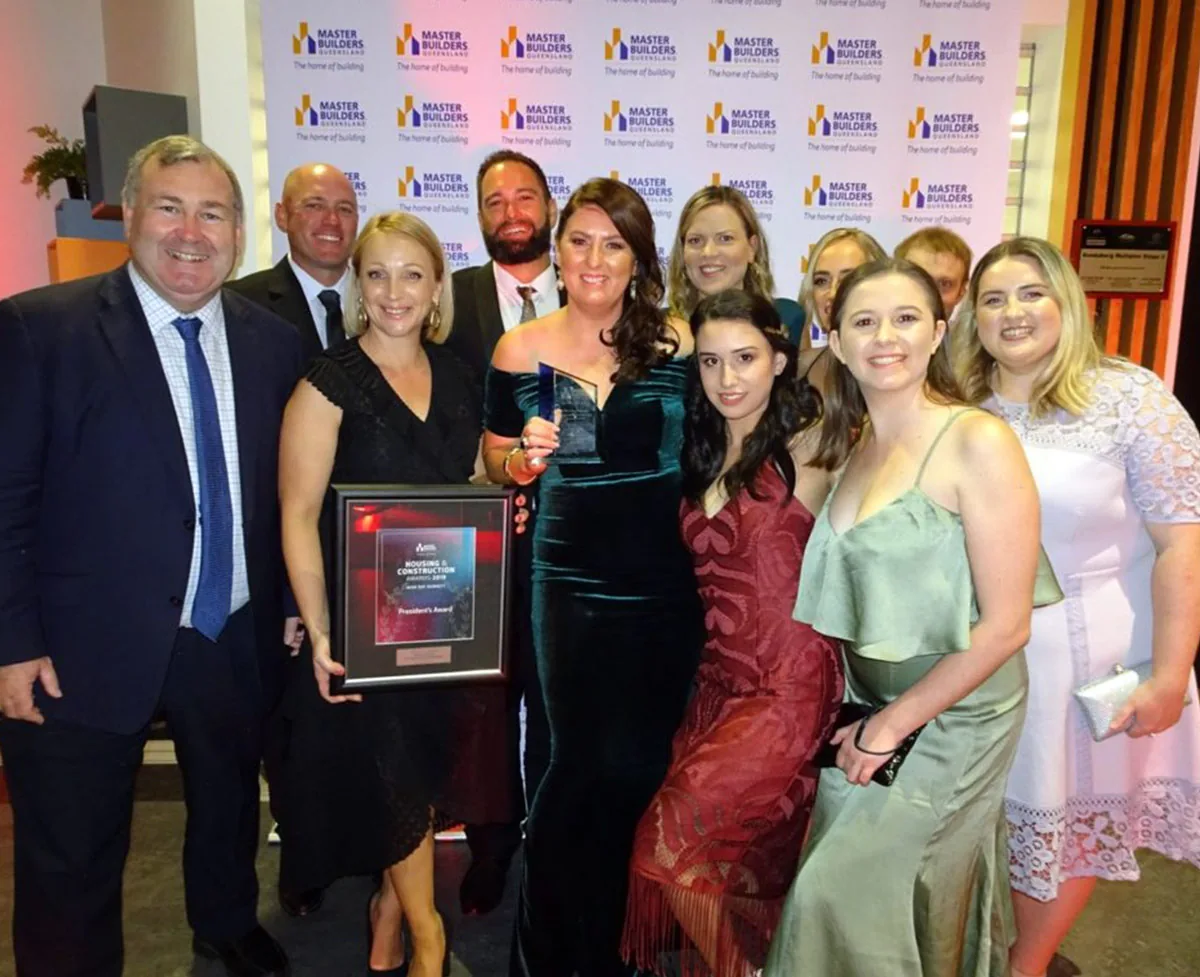 The Stroud Homes Fraser Coast team with their 2019 QLD Master Builders President’s Award