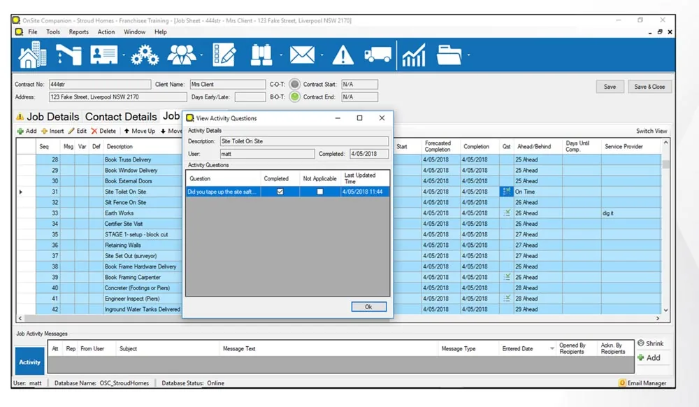 Stroud Homes workflow management software on screen