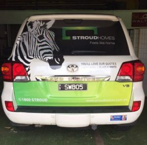 Tail Gate of Stroud Homes Vehicle